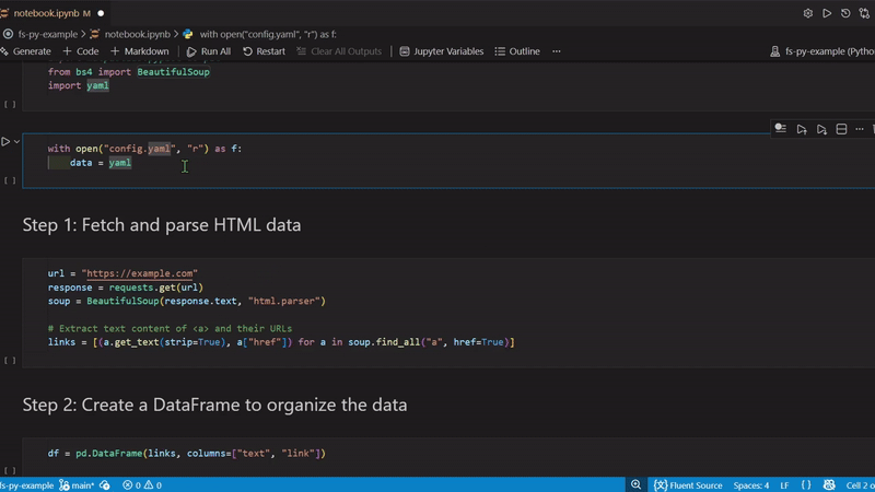 When writing code, Fluent Source provides translated visualizations of suggestions in your completions list.